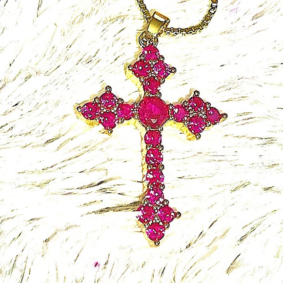 Sparkly crystal cross 925 Sterling pavé bling 1” high crystal cubic zirconia - Picture 3 of 6